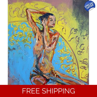 Abstract colourful figurative nude 087